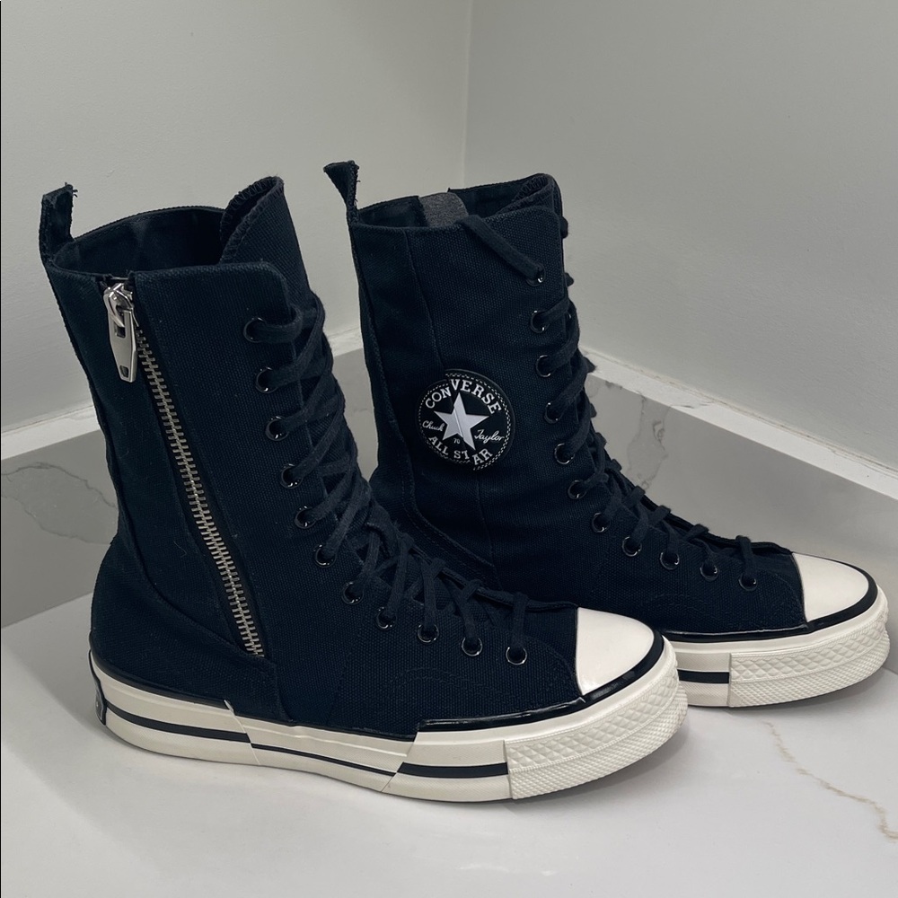 Converse Black Canvas High-Tops with Zipper Unisex Style M 9.5/W 11.5